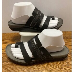 Baretraps Jorry Black Multi Strap Braided Toe Loop Slide Sandals Womens 8.5 M